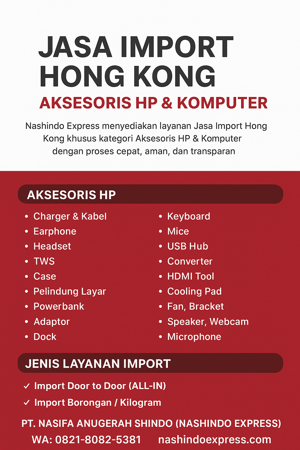 Jasa Import Hong Kong – Aksesoris HP & Komputer - Nashindo Express