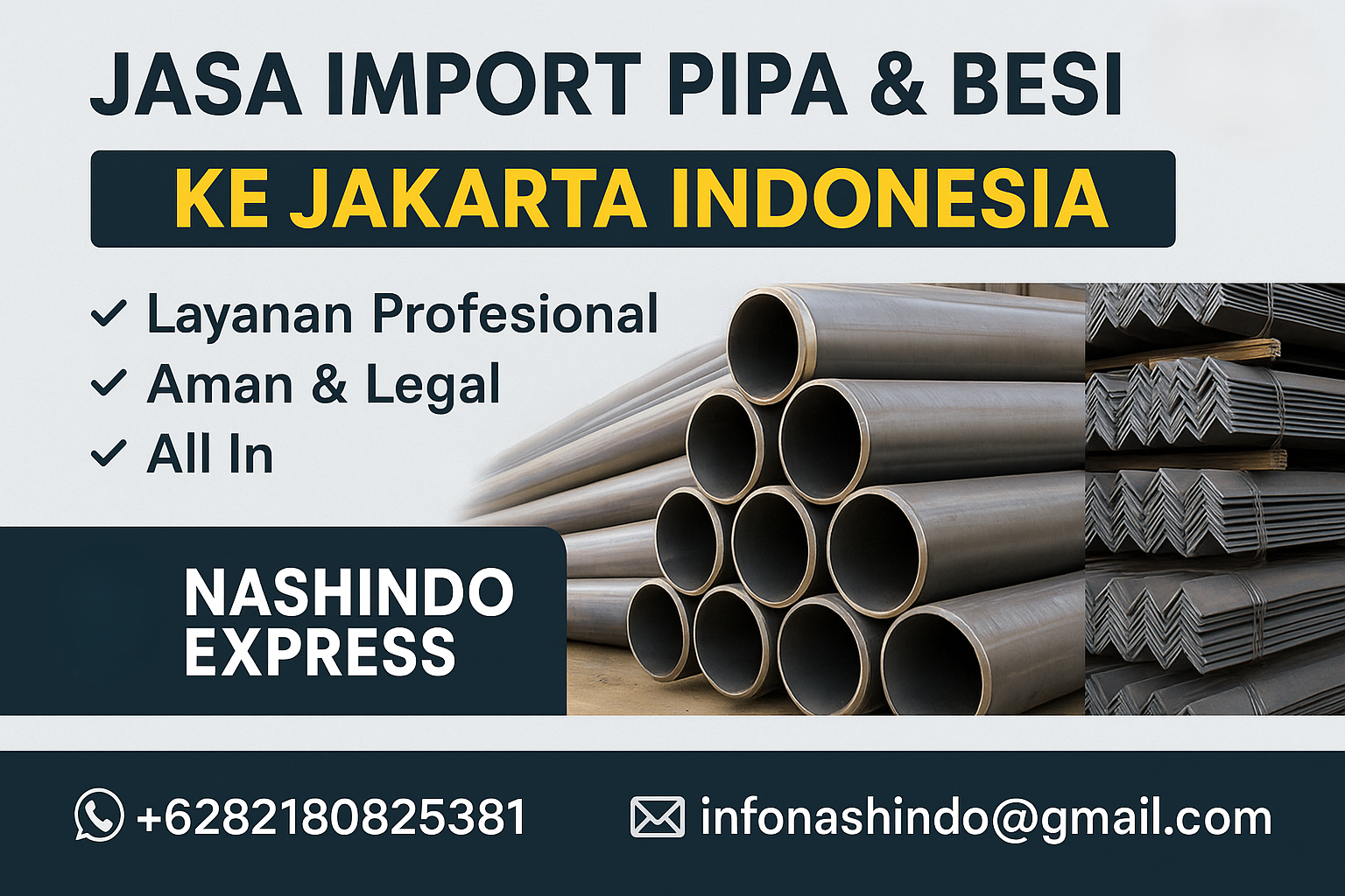 Jasa Import Pipa & Besi Baja ke Jakarta Indonesia
