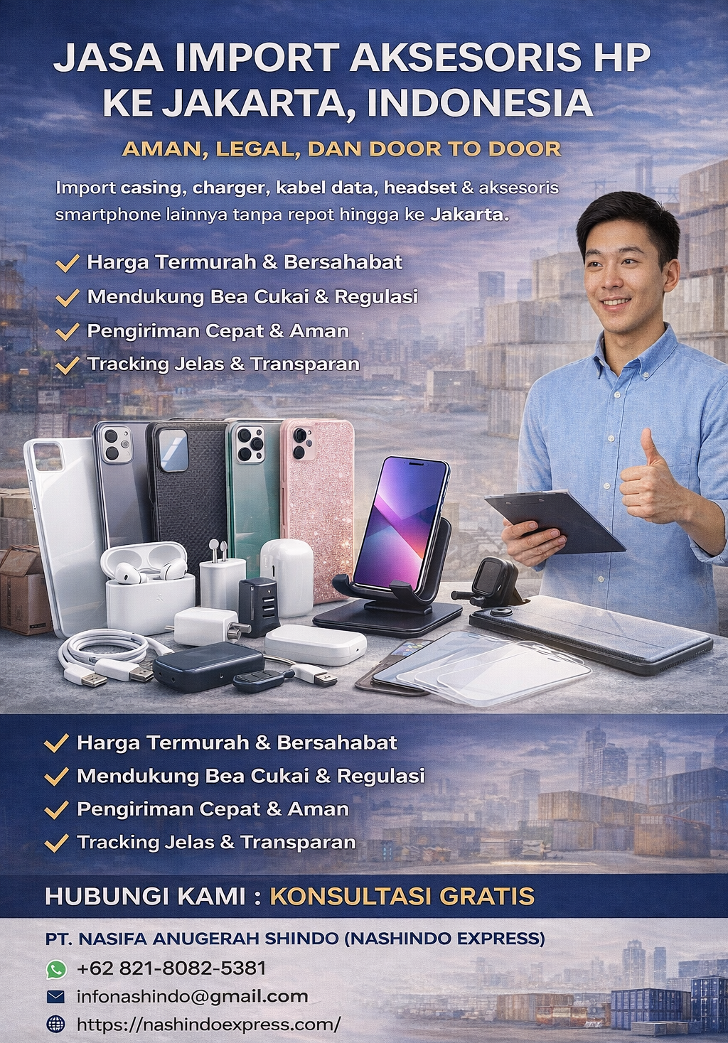 Nashindo Express – Jasa Import Aksesoris HP ke Jakarta, Indonesia