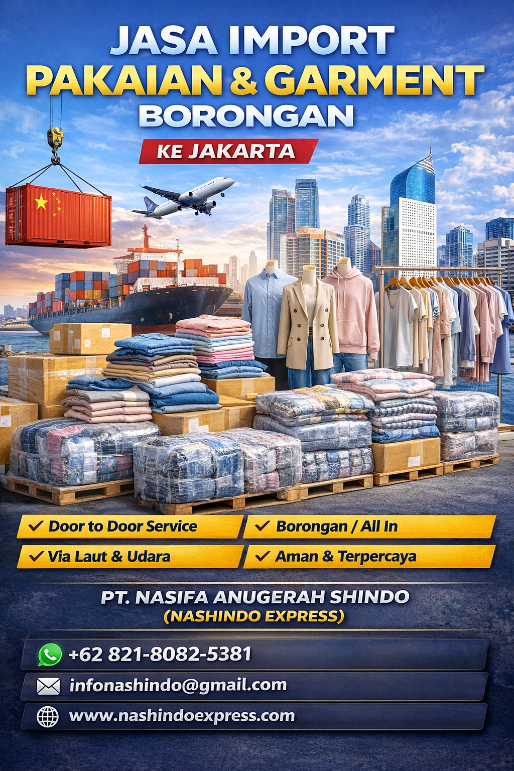 Jasa Import Pakaian / Garment Borongan ke Jakarta, Indonesia