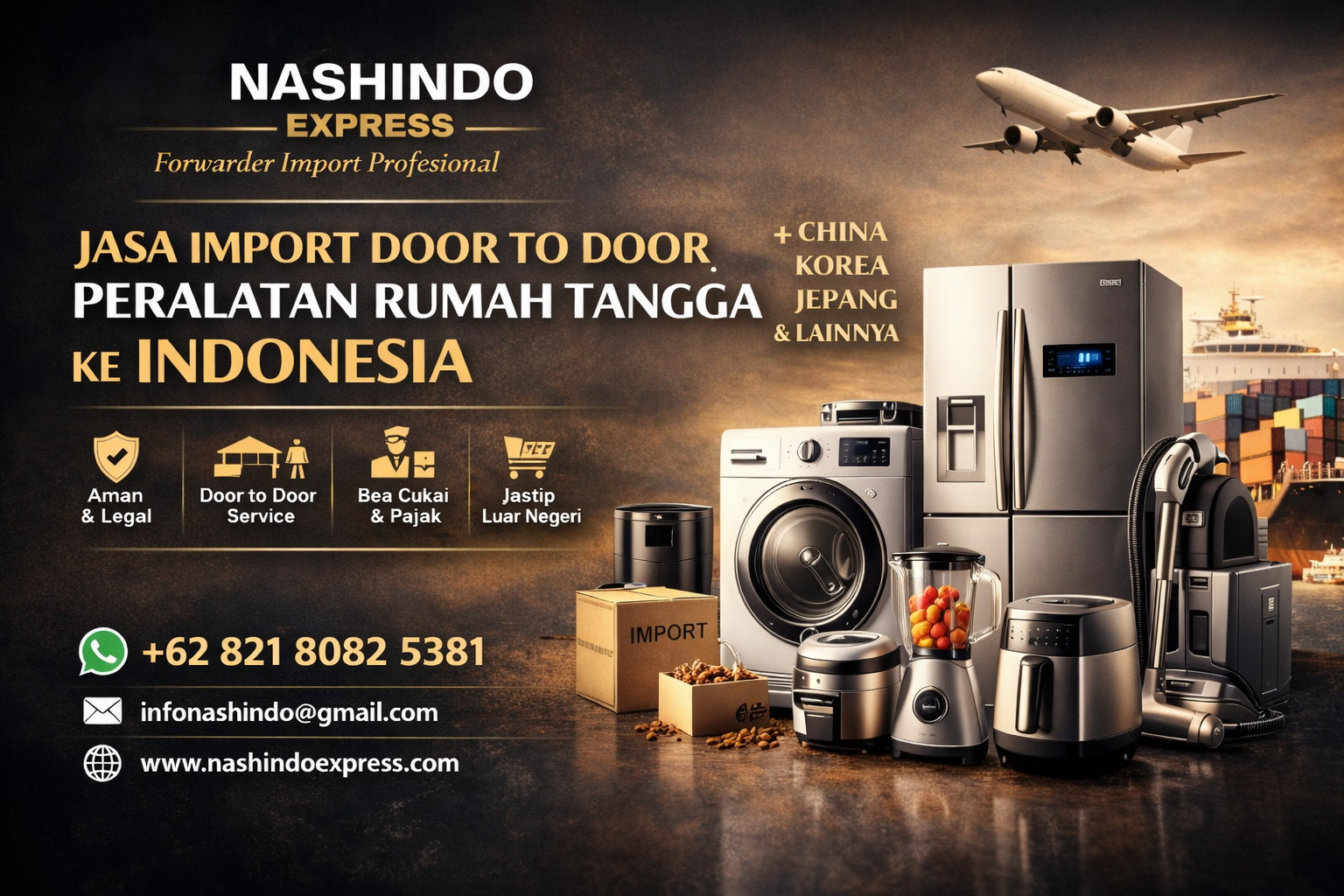 Jasa Import Door To Door Peralatan Rumah Tangga ke Indonesia