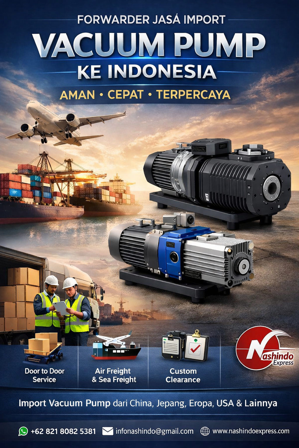 Forwarder Jasa Import Vacuum Pump ke Indonesia