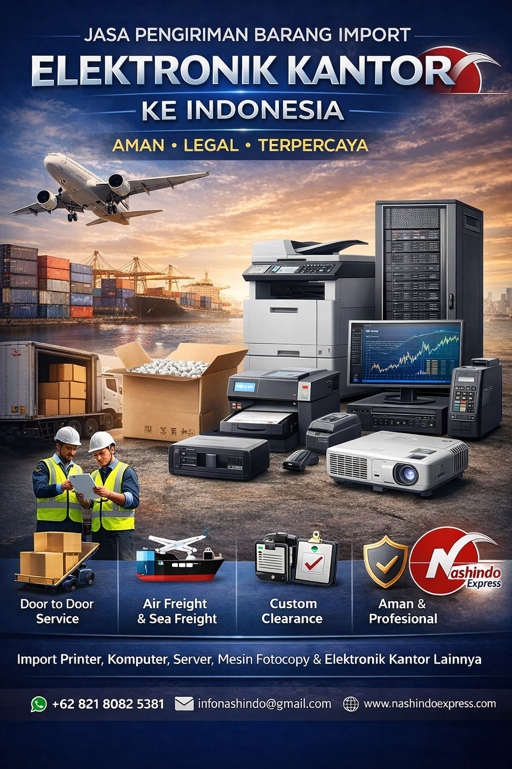Jasa Pengiriman Barang Import Elektronik Kantor ke Indonesia
