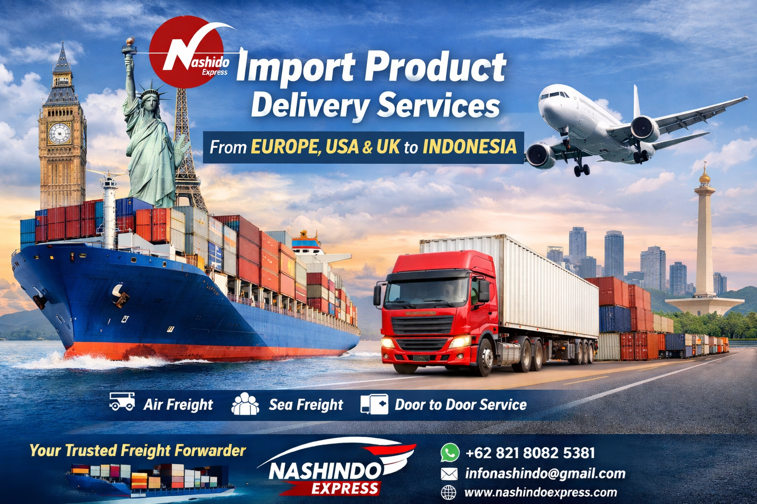 Freight Forwarder - Import Product Delivery Services from Europe, America and the United Kingdom (UK) to Indonesia