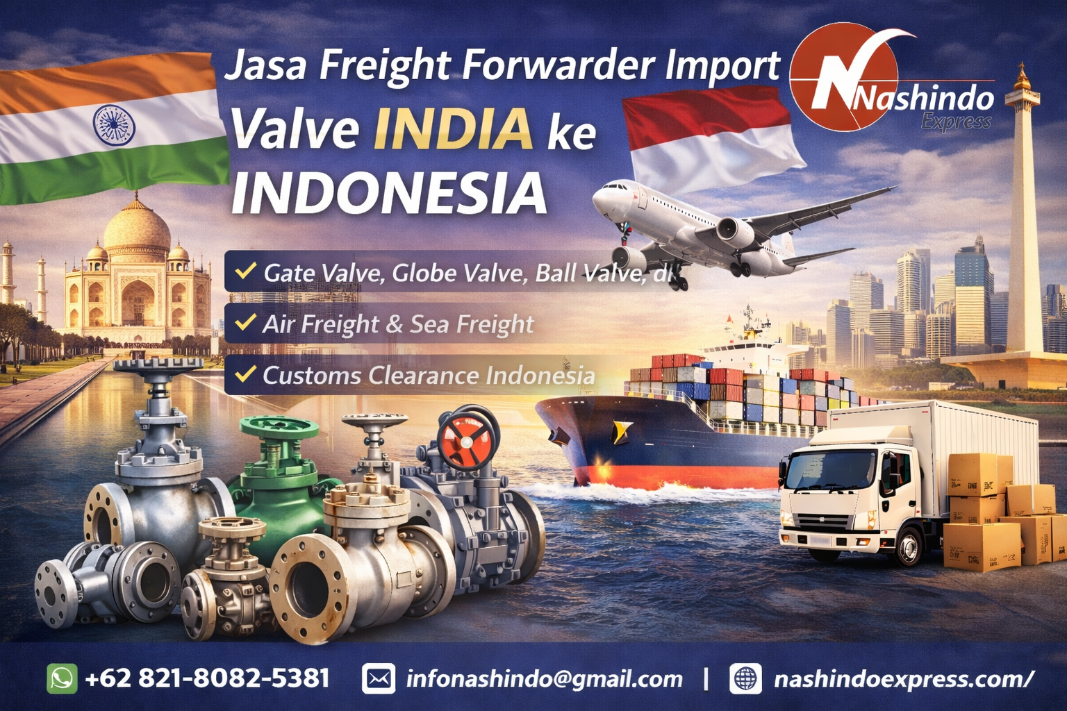 Jasa Freight Forwarder Import Valve India ke Indonesia
