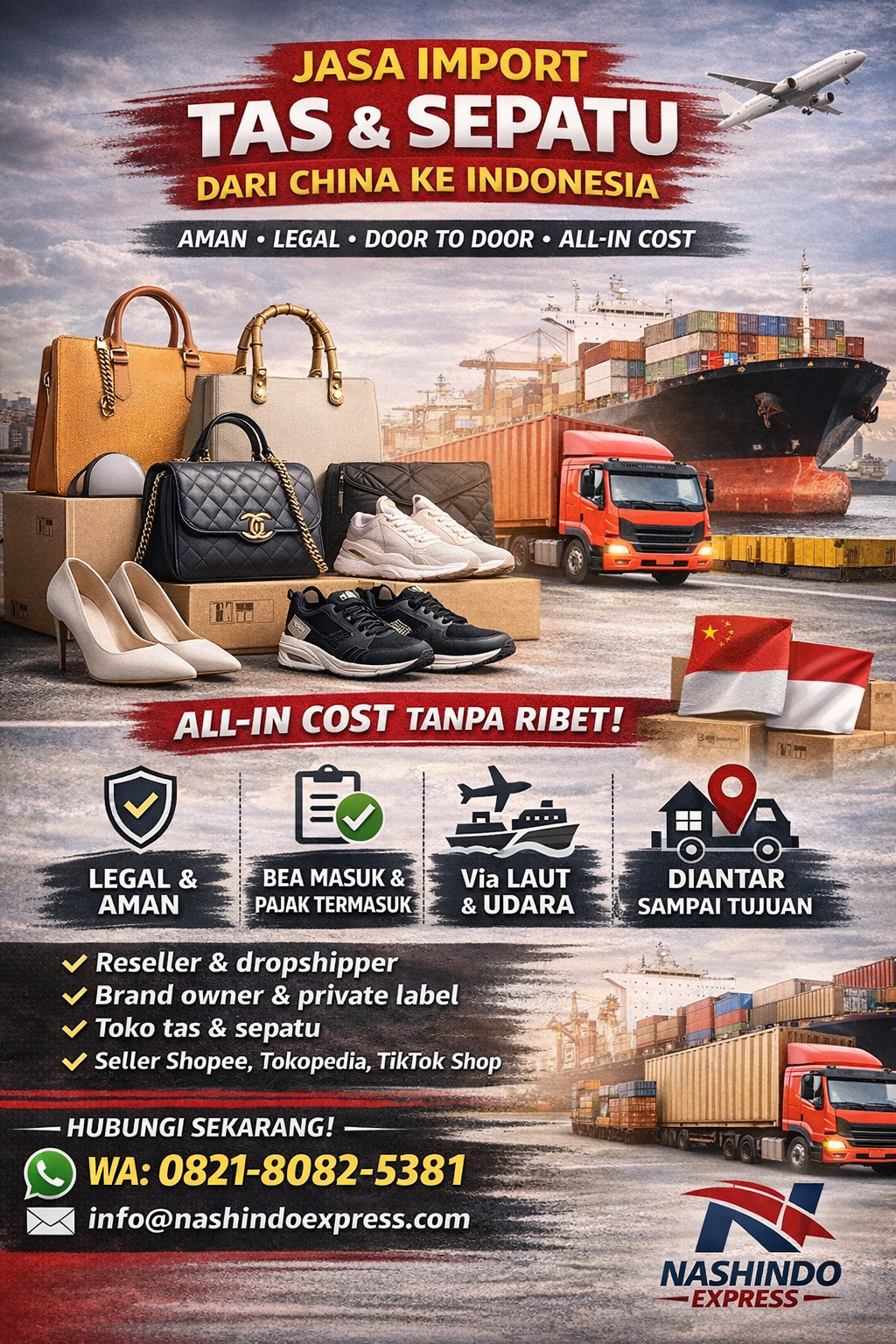 Jasa Import Tas & Sepatu dari China ke Indonesia