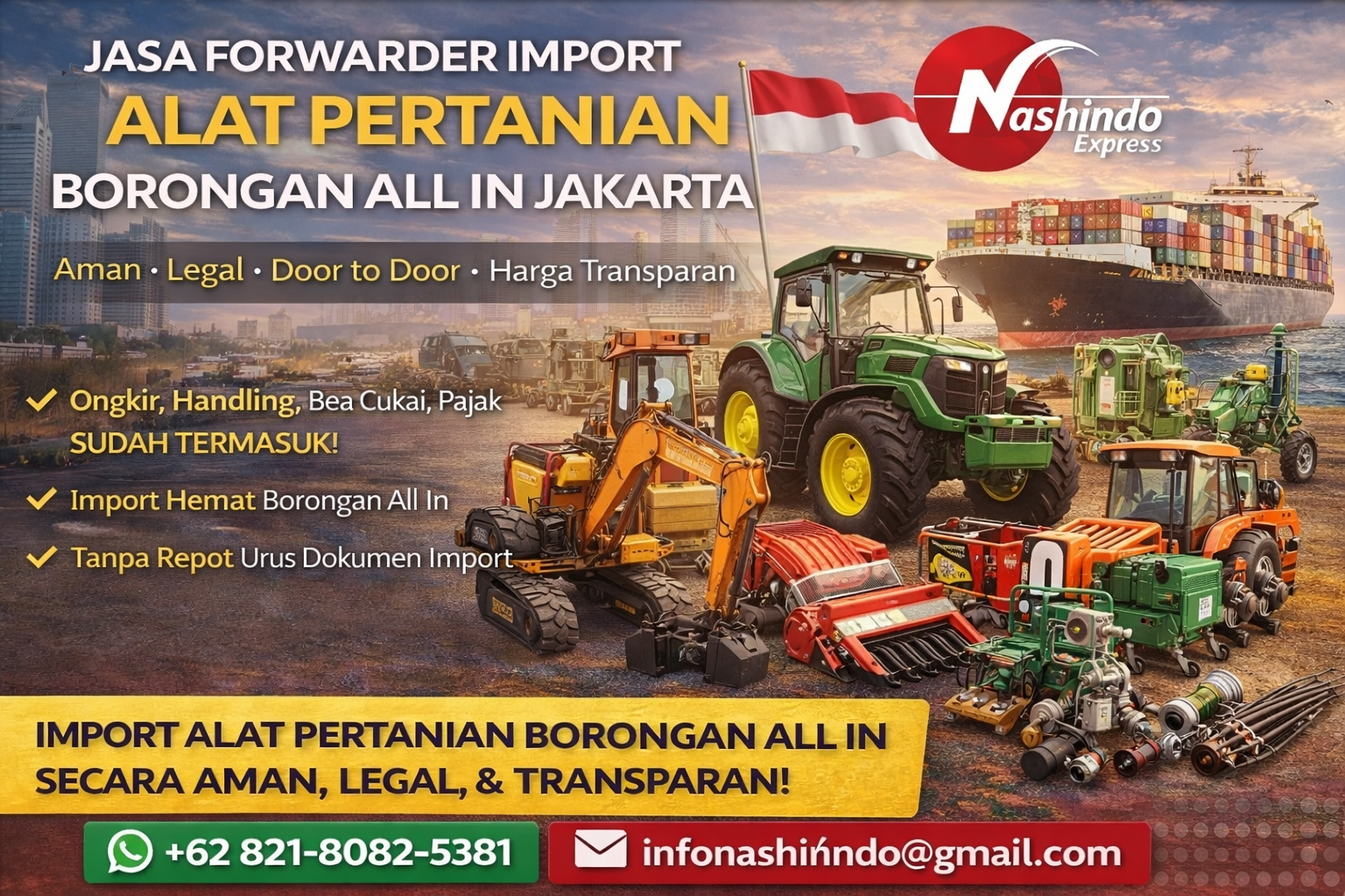 Jasa Forwarder Import Alat Pertanian Borongan All in Jakarta