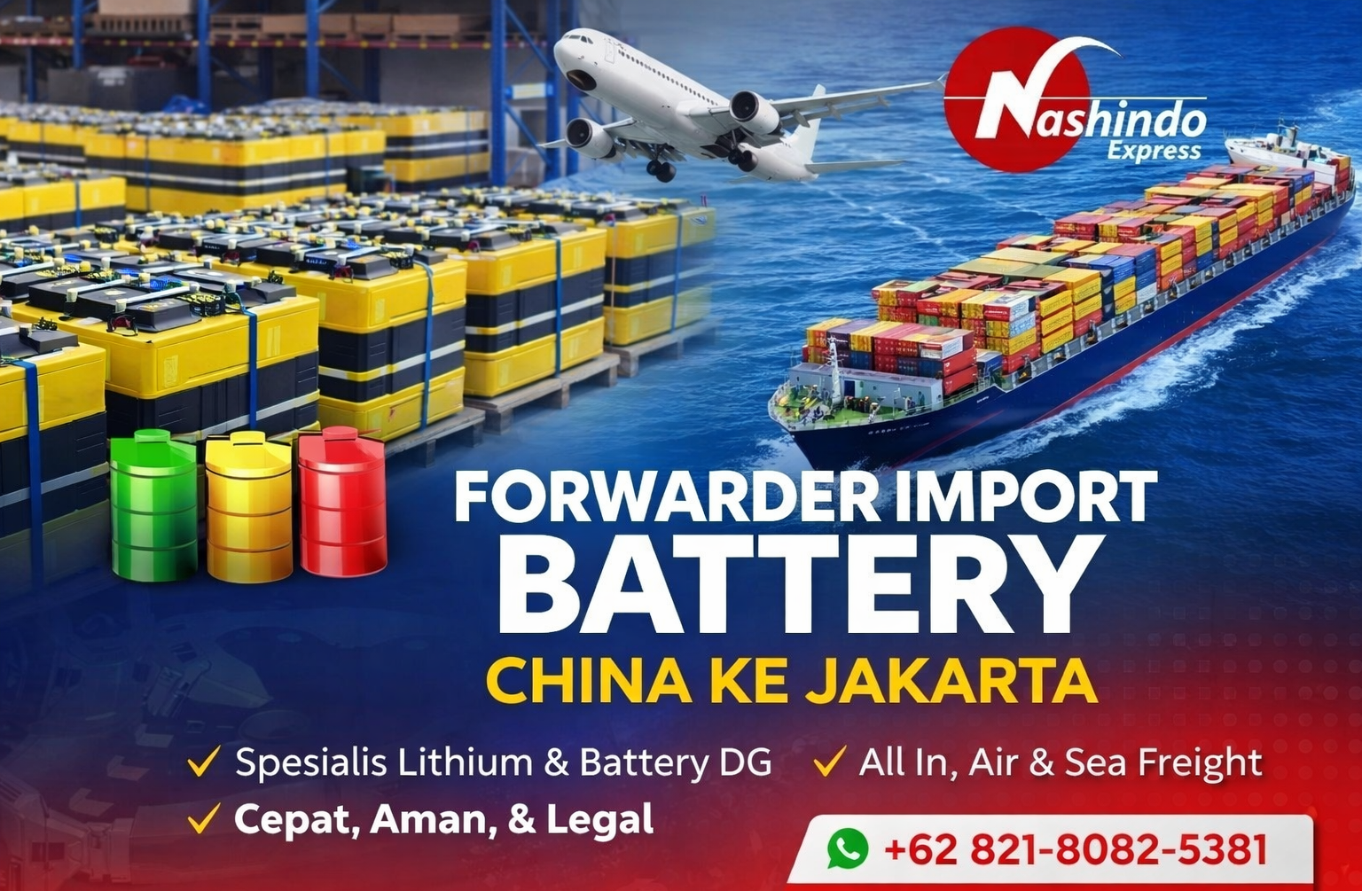 Nashindo Express Forwarder Import Battery China ke Jakarta