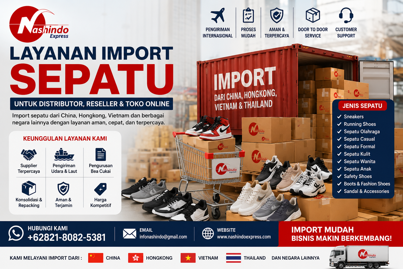 Layanan Import Sepatu untuk Distributor, Reseller dan Toko Online