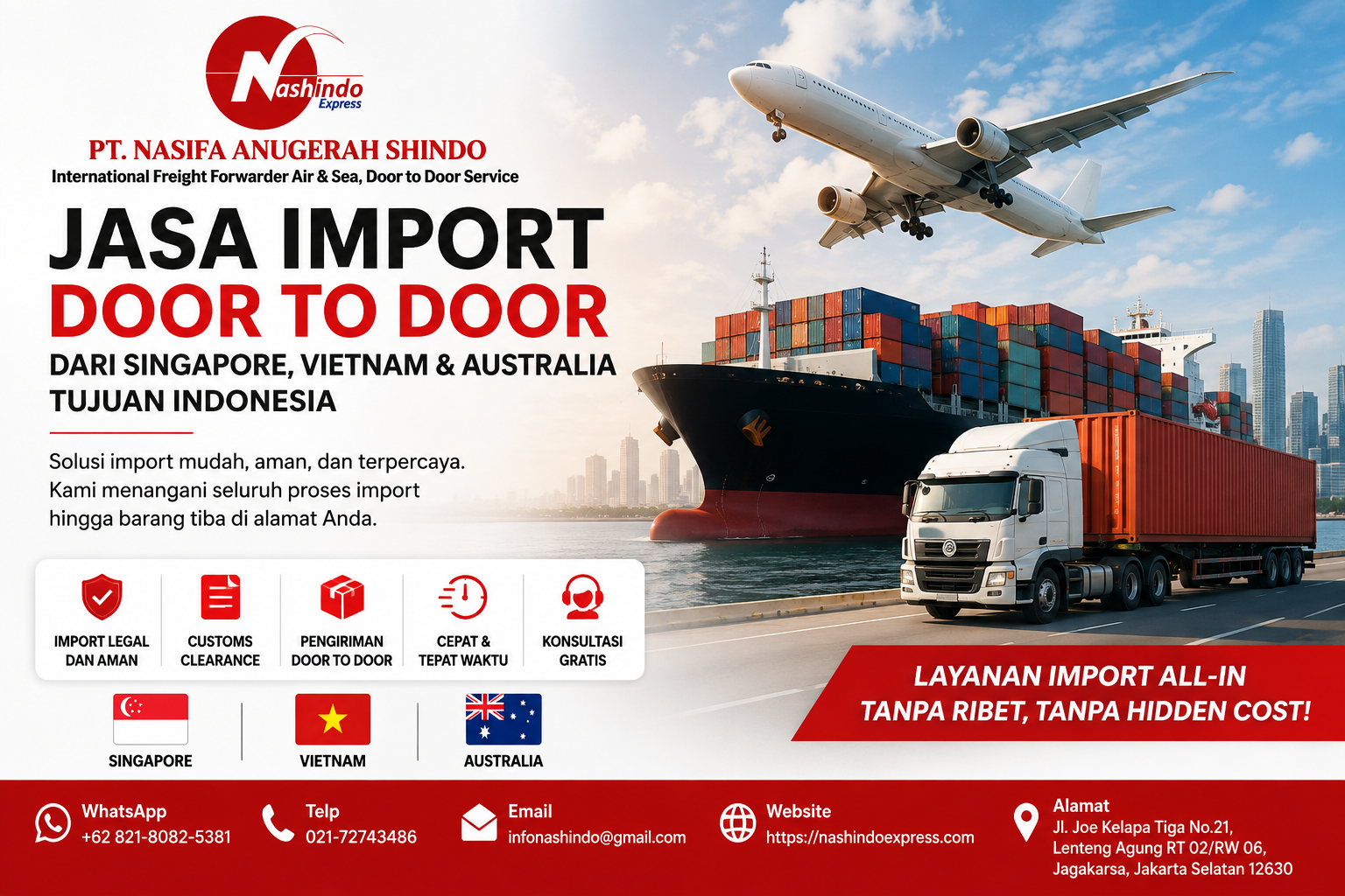 Layanan Jasa Import Barang Door to Door dari Singapore, Vietnam & Australia ke Indonesia Layanan Jasa Import Barang Door to Door dari Singapore, Vietnam & Australia ke Indonesia